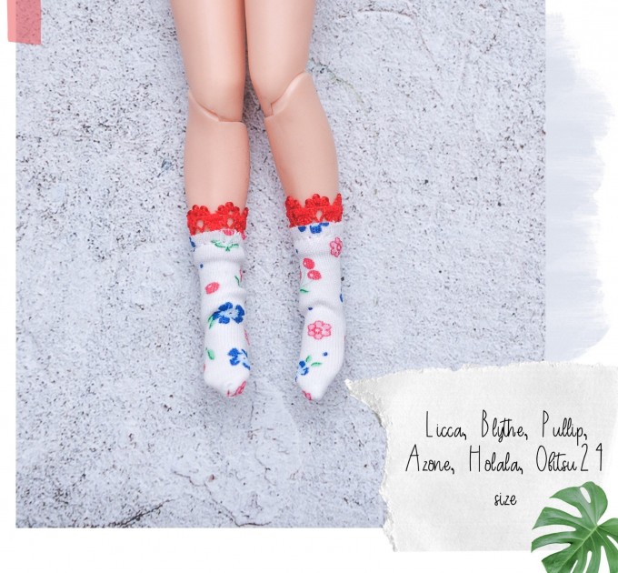 Blythe floral socks / tights  for Pullip, Holala, Azom, Licca doll