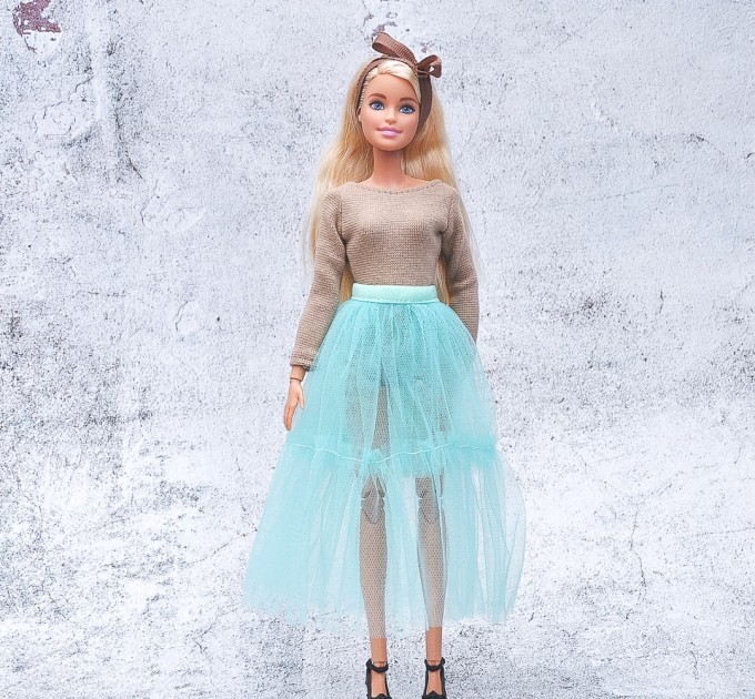 tutu mint skirt for Barbie doll