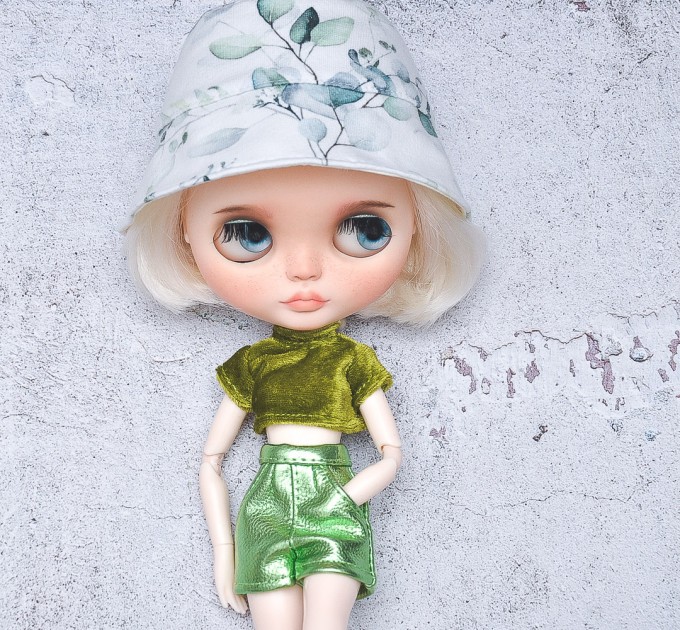 Blythe velour  green crop top / top for doll / Blythe clothes