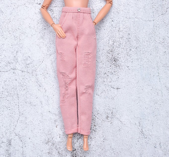 pink ripped jeans for Barbie doll