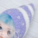 knitted hat for Blythe with bead flowers