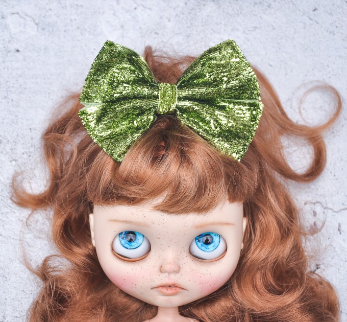 Blythe headband light green sparkle bow