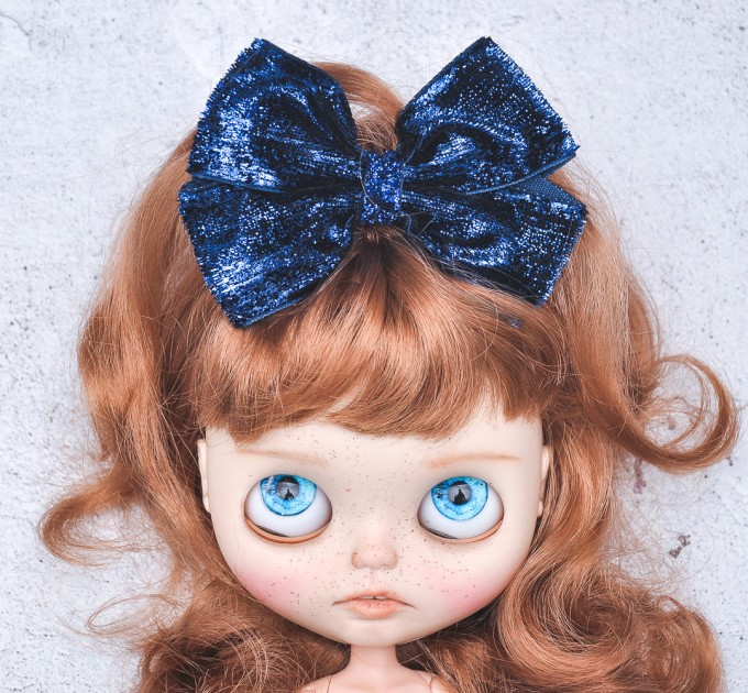 Blythe headband navy blue sparkle bow