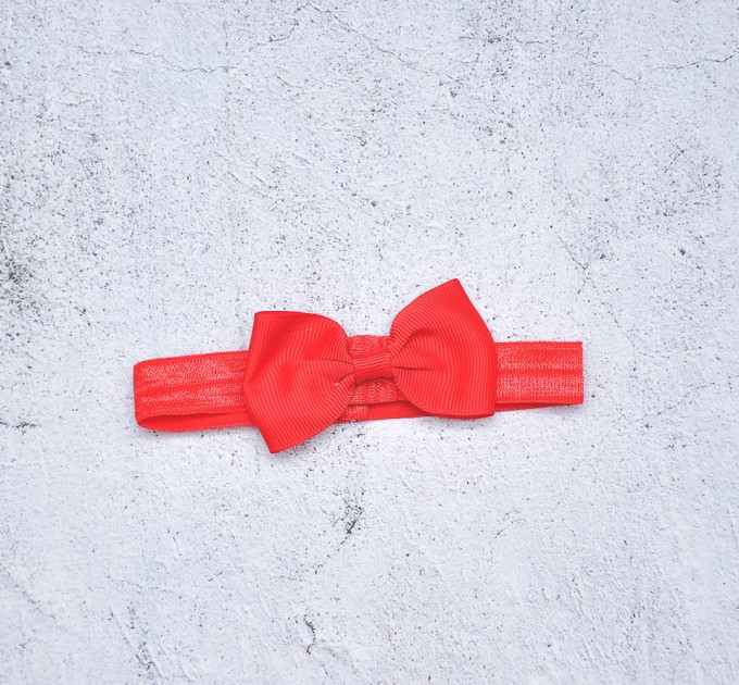 Blythe red  elasticized headband  with decorative bow