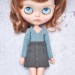 Blythe denim khaki skirt / Pullip, Azone doll clothes