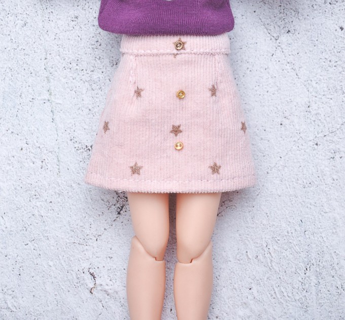 Blythe doll pink velvet skirt 