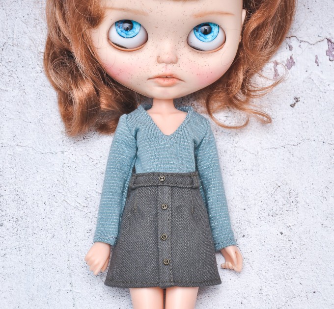 Blythe cornflower blue  blouse / Holala,  Pullip, Azone doll 