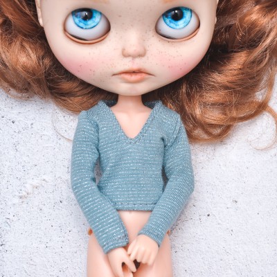 Blythe cornflower blue  blouse / Holala,  Pullip, Azone doll 