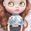 Blythe velour mint crop top / top for doll / Blythe clothes