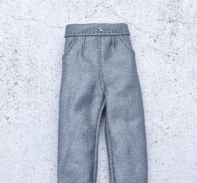 Blythe doll jeans with silver spraying 